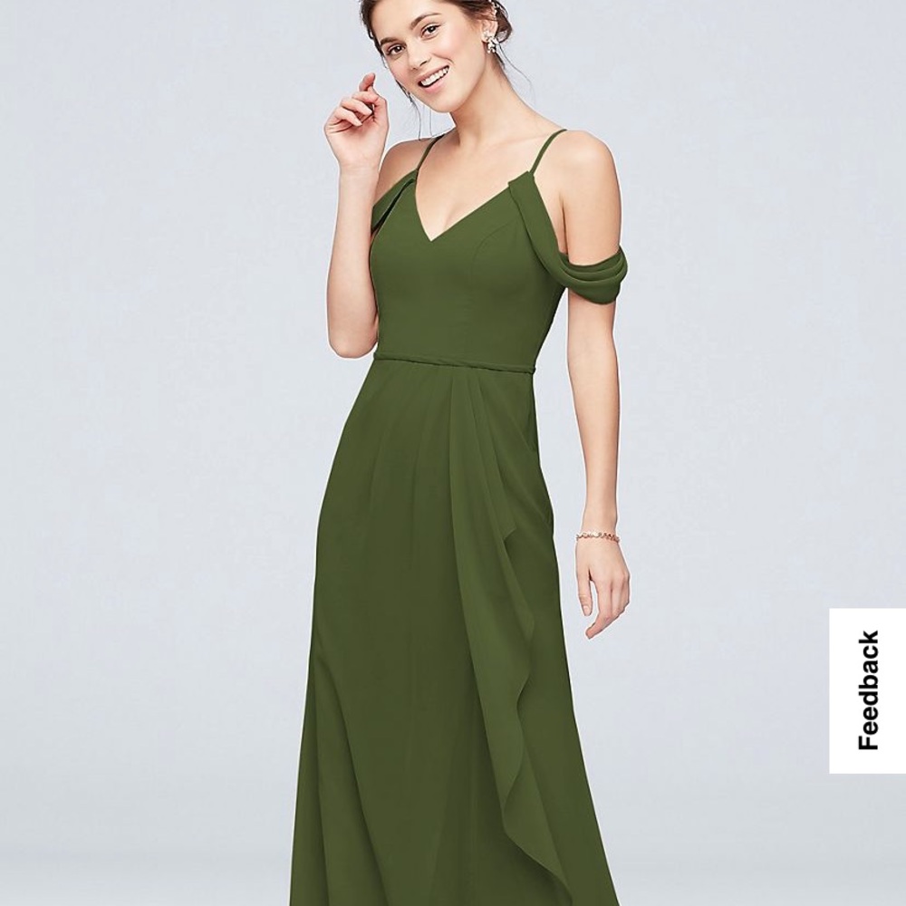 David’s bridal long off the shoulder dress